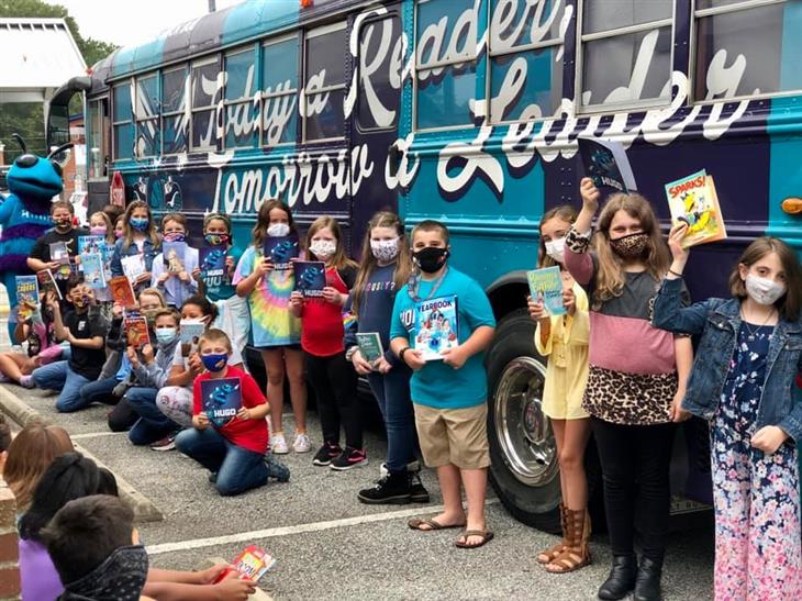 Students at W.B. Beam Intermediate had the opportunity to participate in the Charlotte Hornets Book Bus experience.